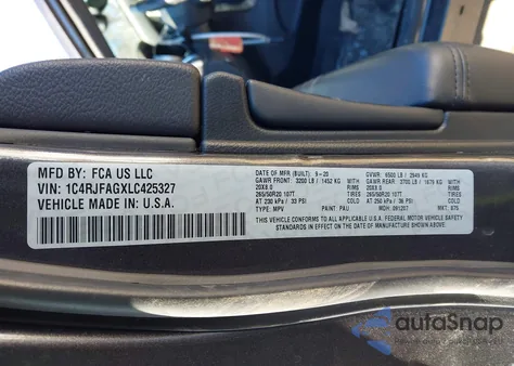 2020 Jeep Grand Cherokee Altitude 4X4 z USA, uszkodzony, nr VIN 1C4RJFAGXLC425327